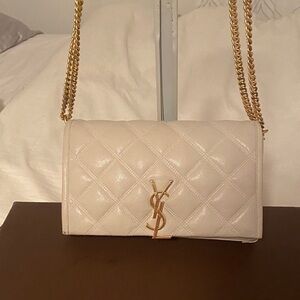 Yves Saint Laurent Ivory Quilted Crossbody Bag authentic